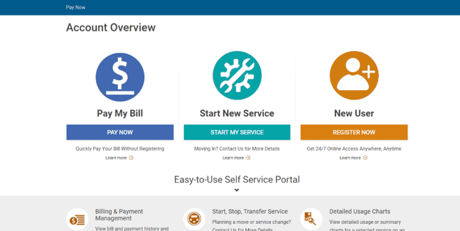 Example of account overview for Bill Pay
